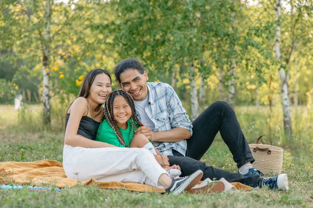 A family spending time together outdoors